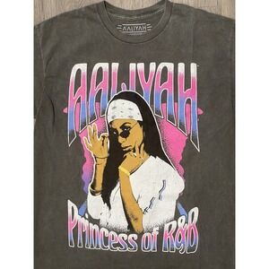 Aaliyah‎ Princess Of R&B Graphic T-Shirt Women's Large Rap Tee Gray Black